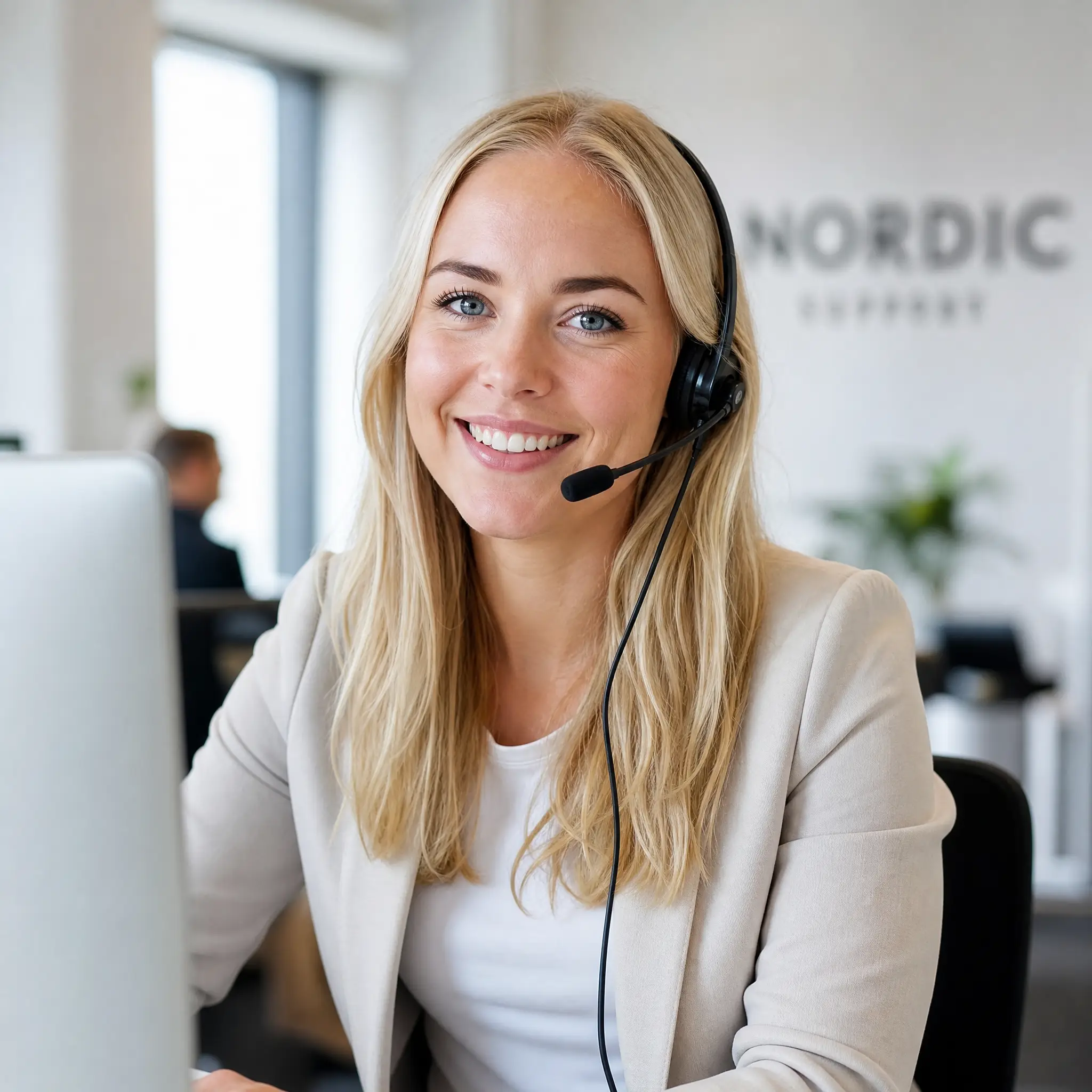 Vennlig norsk kundeservice-medarbeider med headset – iptv norge support