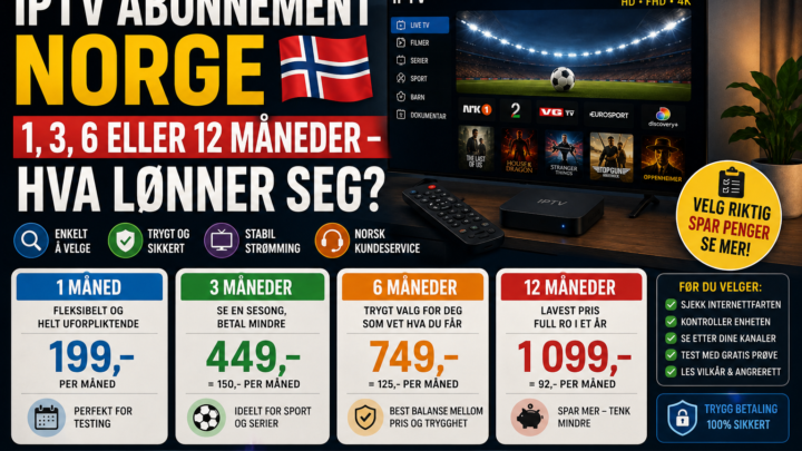 IPTV abonnement Norge: 1, 3, 6 eller 12 måneder – hva lønner seg egentlig?